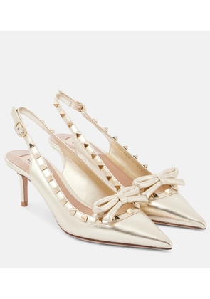 Valentino Garavani Rockstud Bow leather slingback pumps
