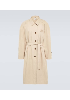 Miu Miu Logo cotton gabardine trench coat