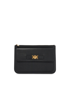 Versace Black Leather Large Medusa Biggie Clutch