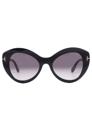 Tom Ford Guinevere Smoke Gradient Butterfly Ladies Sunglasses FT1084 01B 52