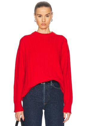 &Daughter Mock Rib Crewneck Long Sweater in Red - Red. Size L (also in M, XS).