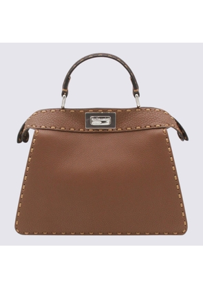 Fendi Brown Leather Peekaboo Iseeu Small Top Handle Bag