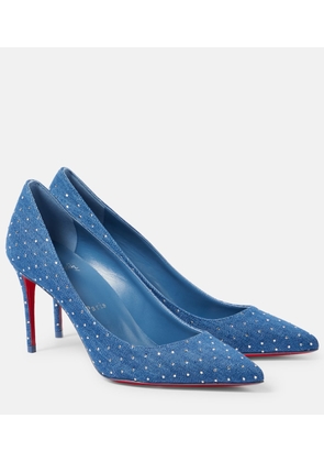Christian Louboutin Kate 85 embellished denim pumps
