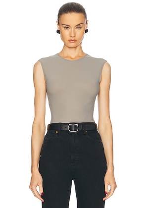 AGOLDE Aura Sleeveless Bodysuit in Aluminum - Taupe. Size L (also in XL).
