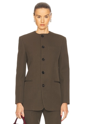 Bottega Veneta Collarless Blazer in Dark Olive - Olive. Size 34 (also in 36, 40).