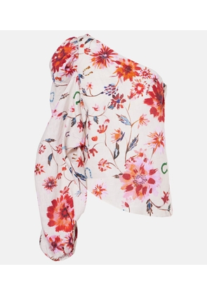 Dorothee Schumacher Floral Ease one-shoulder linen top