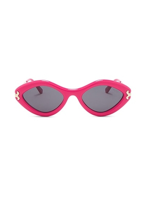 Emilio Pucci Oval Sunglasses in Shiny Fuchsia & Smoke - Fuchsia. Size all.