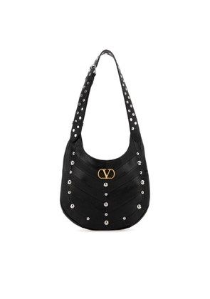 Valentino Garavani Black Leather Vlogo Signature Shoulder Bag