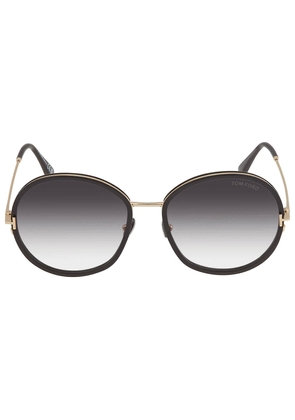 Tom Ford Gradient Smoke Round Ladies Sunglasses FT0946 01B 58