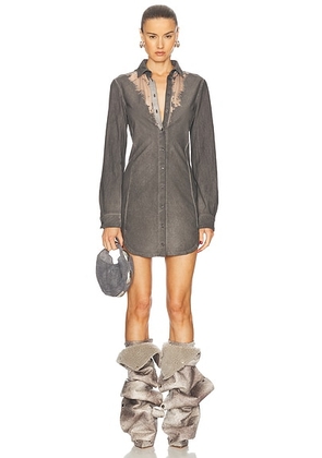 Diesel Sheer Mini Shirt Dress in Smoke & Grey - Grey. Size XS (also in ).