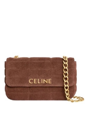 Celine Logo Monochrome Matelasse Shoulder Bag
