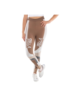 Stella Mccartney Ladies Khaki Sporty Logo-Print Leggings, Brand Size 36 (US Size 2)