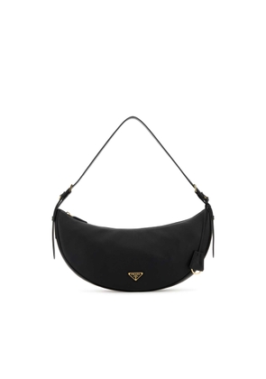 Black Leather Large Prada Demi-Lune Crossbody Bag
