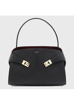 Ferragamo Black Calf Leather Top Handle Bag