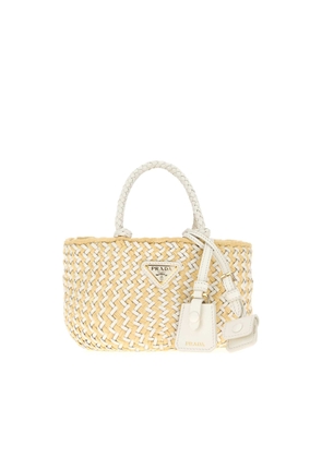 Prada Two-Tone Leather And Raffia Handbag