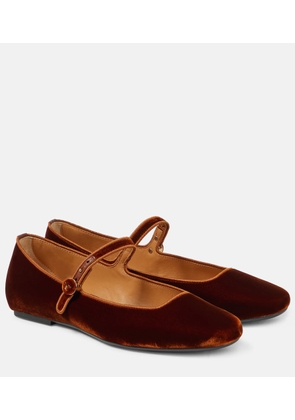Tod's Velvet Mary Jane flats