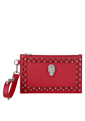 Philipp Plein Faux-Leather Crystal Stud Clutch Bag