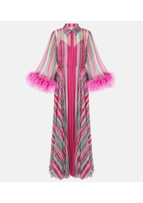 Valentino Feather-trimmed silk chiffon gown