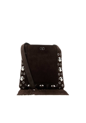 Valentino Garavani Brown Suede Small Nellcote Crossbody Bag