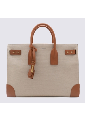Saint Laurent Two-tone Canvas And Leather Large Sac De Jour Handbag