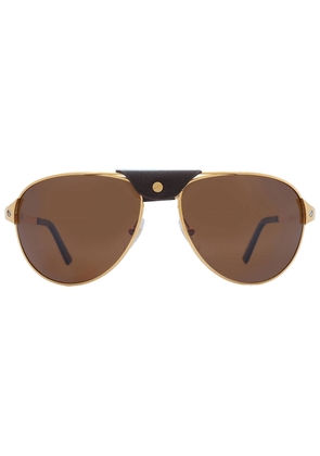 Cartier Santos de Cartier Brown Pilot Unisex Sunglasses CT0074S 003 61