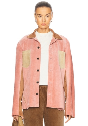 BODE Buckled Multi Suede Work Shirt in Pink Multi - Pink. Size L (also in ).