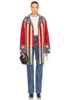 BODE Flag Fringe Jacket in Red  White & Blue - Red. Size S (also in ).