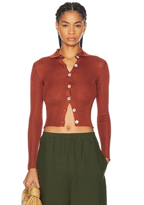 Calle Del Mar Long Sleeve Cardigan in Clay - Brick. Size M (also in ).