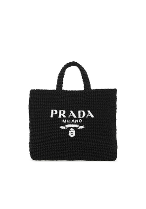 Prada Black Raffia Shopping Bag