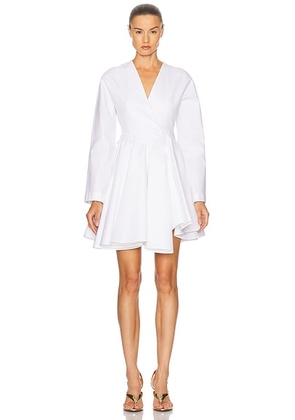 ALAÏA Asymmetrical Belt Dress in Blanc - White. Size 34 (also in 36, 38, 40, 42).