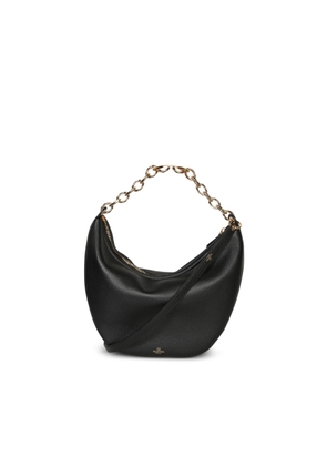 Valentino Black Leather Medium Hobo Vlogo Moon Shoulder Bag