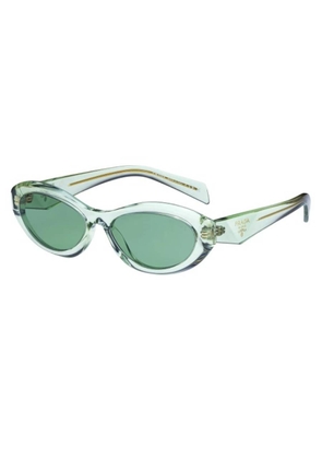 Prada Green Oval Ladies Sunglasses PR 26ZS 14R20E 55
