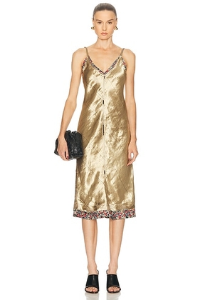 Bottega Veneta Liquid Metal Charmeuse Dress in Gold - Metallic Gold. Size 34 (also in 36).