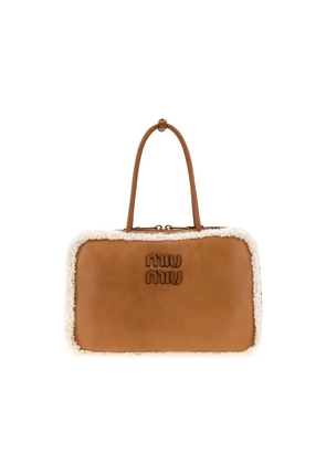 Miu Miu Camel Leather Beau Handbag