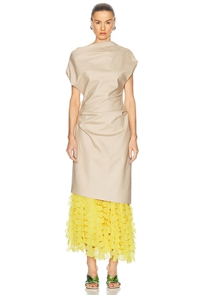 Brandon Maxwell The Lainey Dress in Light Khaki & Olive Oil - Taupe. Size 6 (also in ).