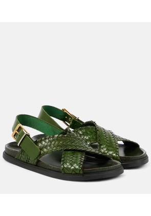 The Row Buckle woven leather slingback sandals