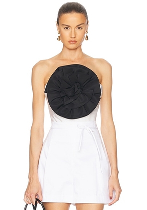 Carolina Herrera Rose Top in Black & White - Black. Size 2 (also in 6).