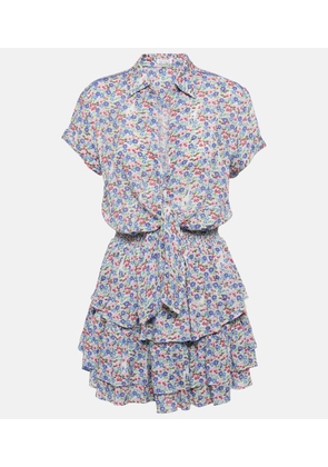 Poupette St Barth Branda floral tiered shirt dress