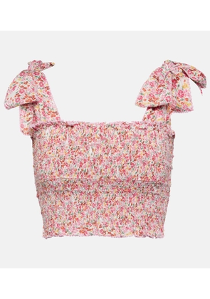 Poupette St Barth Trini floral shirred top