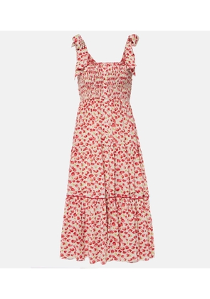 Poupette St Barth Triny polka-dot shirred midi dress