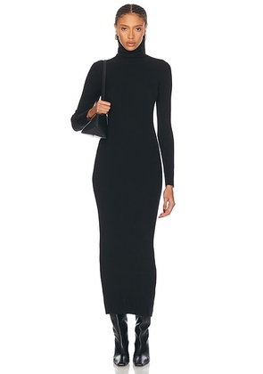 Enza Costa Silk Sweater Rib Ankle Turtleneck Dress in Black - Black. Size M (also in ).