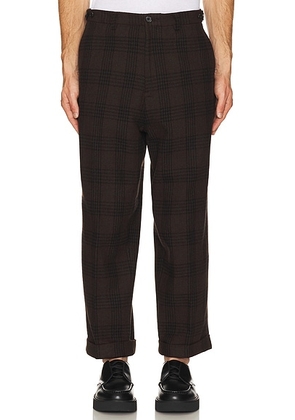 Beams Plus Ivy Trousers Wide Recycle Wool Plaid in Brown - Brown. Size L (also in M).