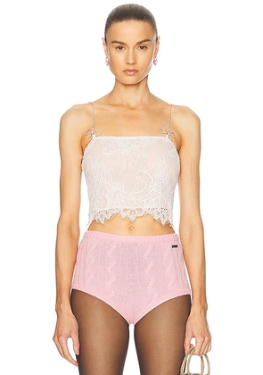 Blumarine Lace Tank Top in White Pearl - White. Size 36 (also in 40, 42).