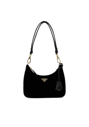 Black Velvet Mini Prada Re-Edition Shoulder Bag