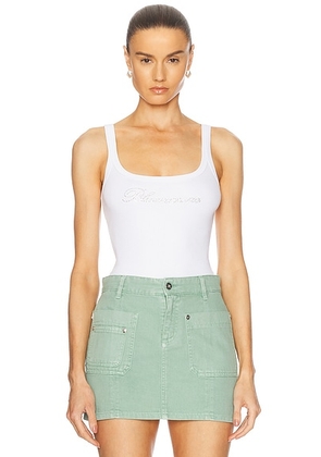 Blumarine Ribbed Tank Top in Optical White - White. Size L (also in ).