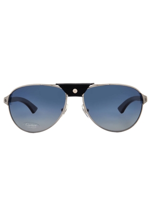 Cartier Santos de Cartier Polarized Blue Pilot Unisex Sunglasses CT0088S 002 61