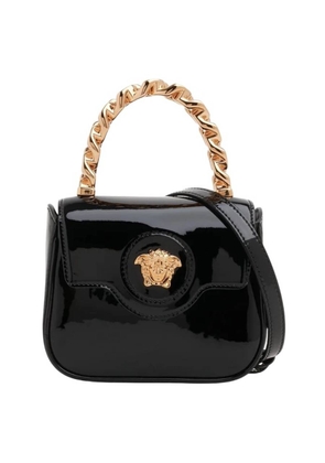 Versace Black Glossy Leather La Medusa Mini Bag