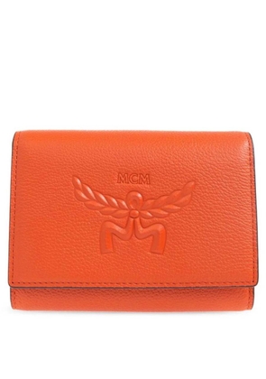 MCM Embossed Logo Small Himmel Trifold Wallet