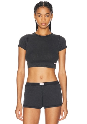Alexander Wang Cropped Short Sleeve Tee in Washed Black - Charcoal. Size L (also in M, XS).