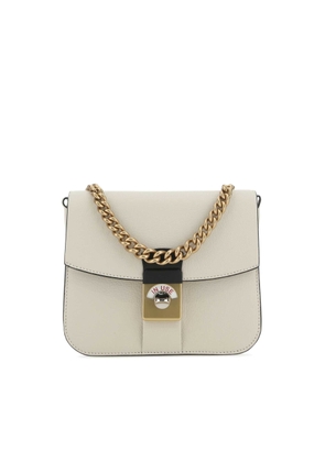 Maison Margiela Two-tone Leather And Cotton New Lock Square Handbag